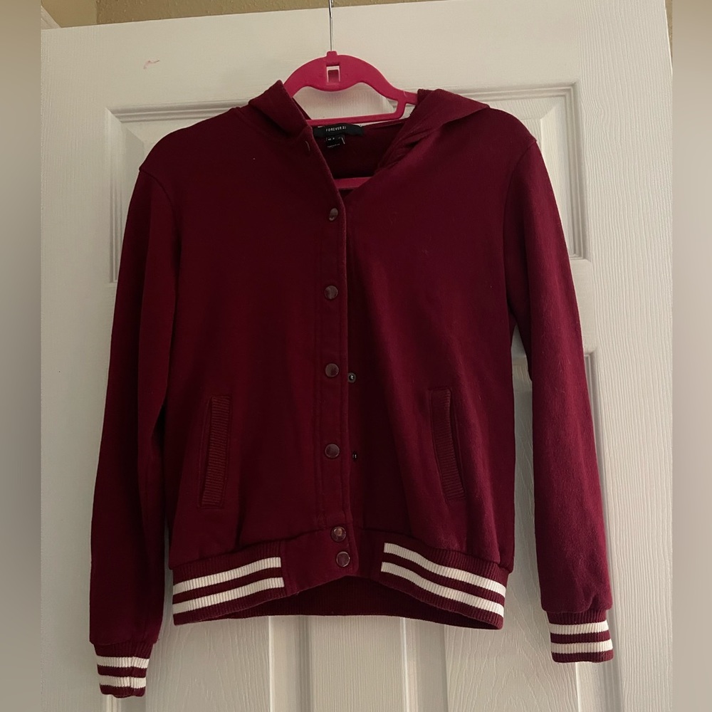 Burgundy varsity jacket